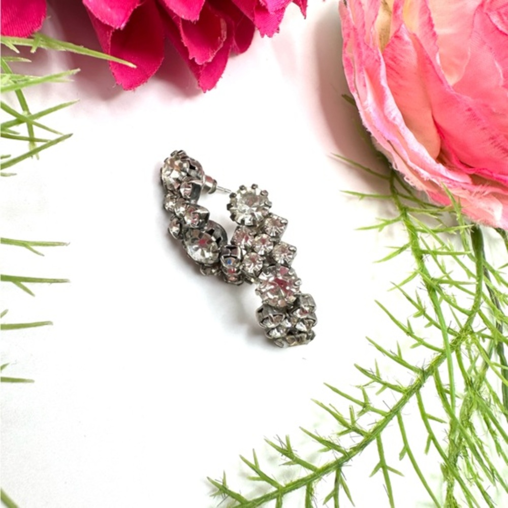 VINTAGE⚜️Rhinestone Crystal Half Hoop Earrings
